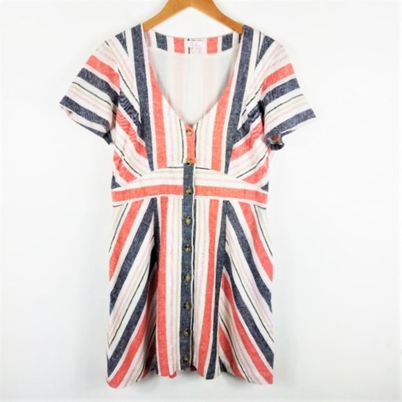 Parker Kacey Multicolor Striped Linen Blend Dress - Picture 7 of 13